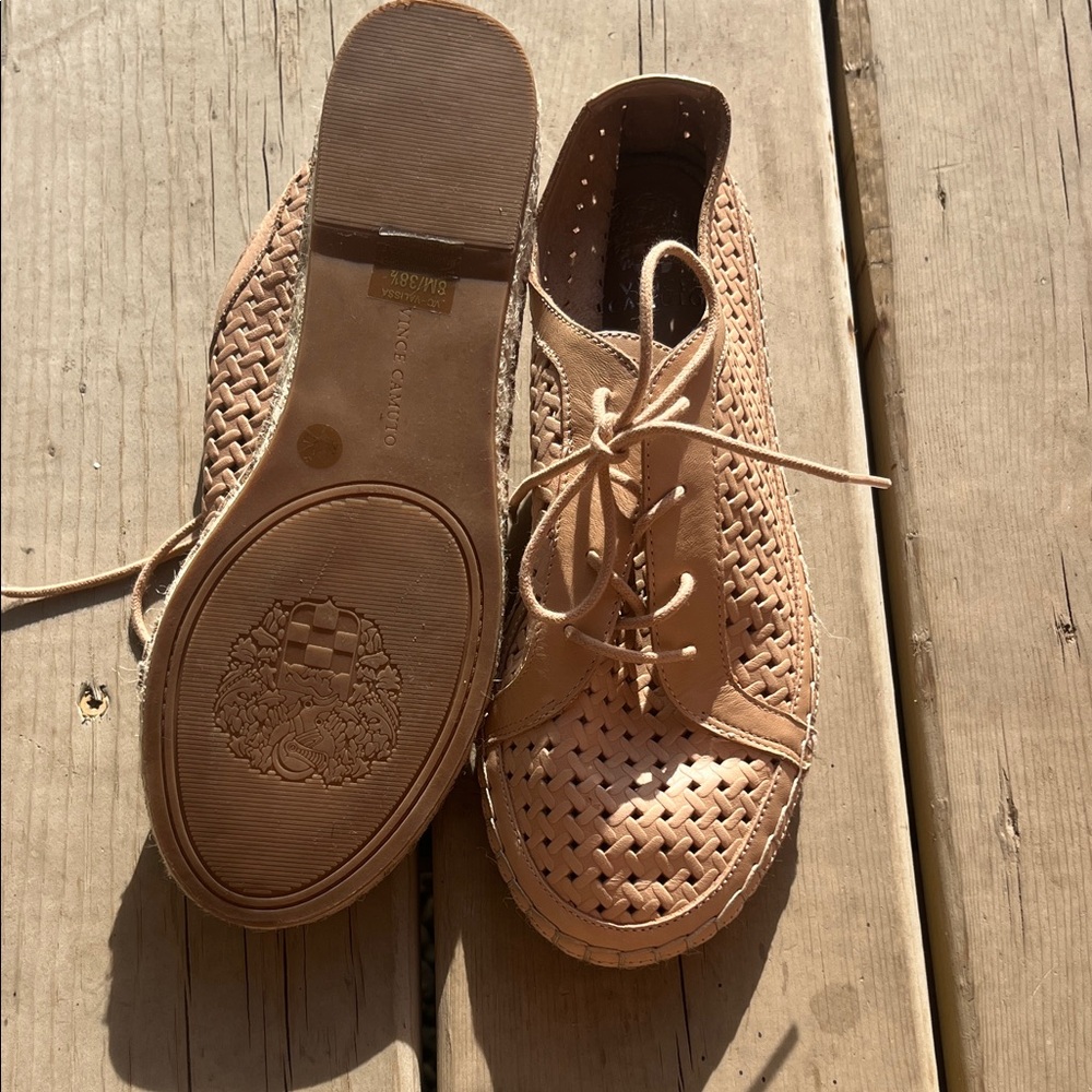 Woven Lace-Up Women’s Flat - Tan